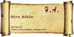 Hirs Albin névjegykártya